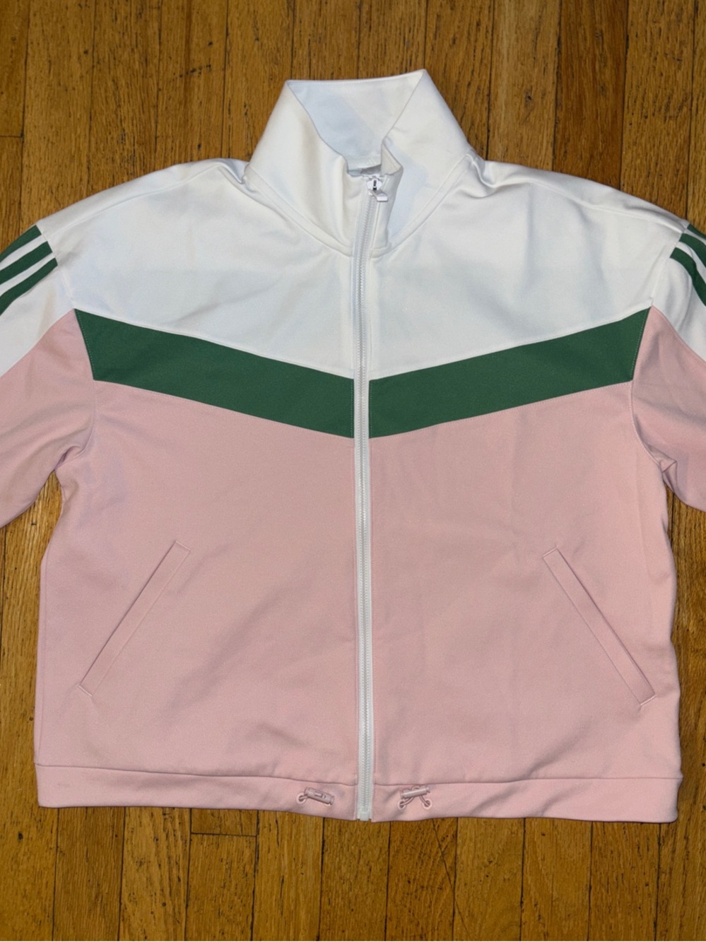 adidas Ultimate365 Twistknit Golf Track Jacket - Sandy Pink & Green - Small